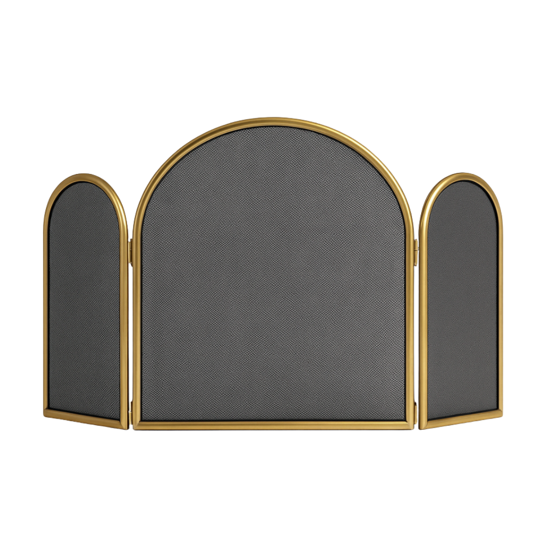 Parascintille in ottone d’epoca con pannelli arcuati