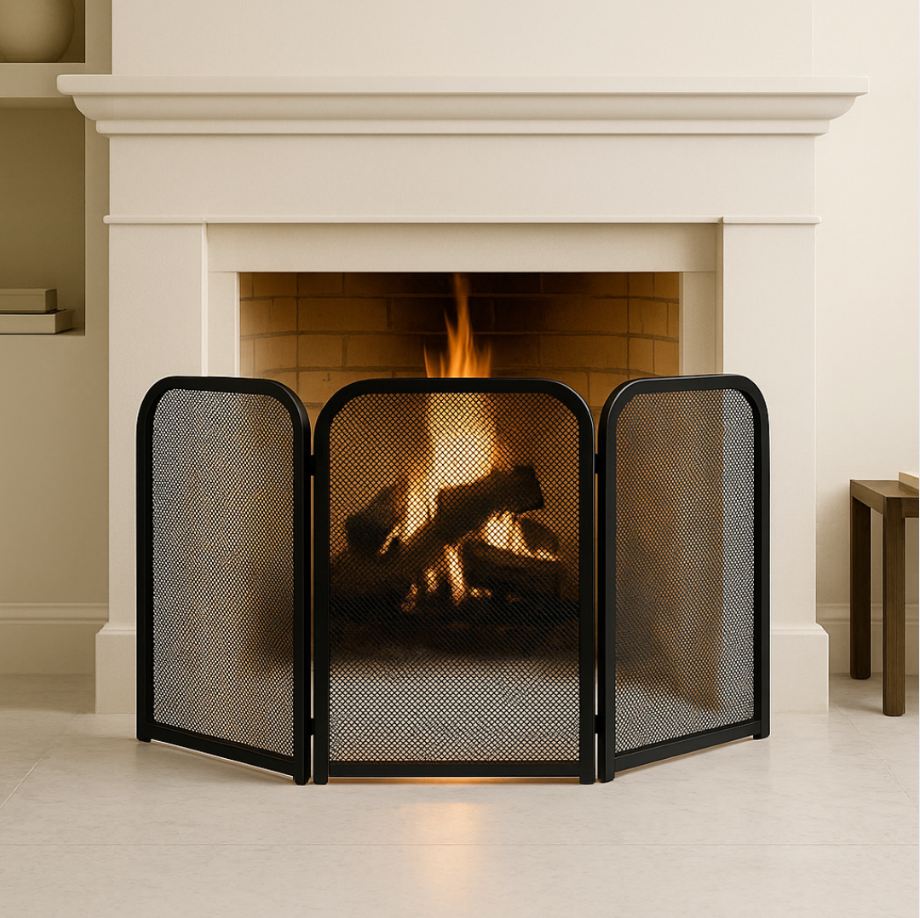 Parascintille in metallo nero a tre pannelli